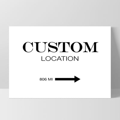 Custom Personalised Location | Marfa Style - Art Print, Poster, Stretched Canvas, or Framed Wall Art Print, shown in a black frame