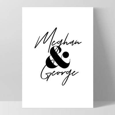 Custom Couple Name Design - Art Print, Poster, Stretched Canvas, or Framed Wall Art Print, shown in a black frame