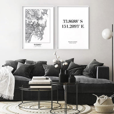Custom Personalised GPS Coordinates - Art Print, Poster, Stretched Canvas, or Framed Wall Art Print, shown as a stretched canvas or poster without a frame