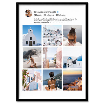 Custom Photos | Instagram Style Collage Grid - Art Print, Poster, Stretched Canvas, or Framed Wall Art Print, shown in a natural timber frame