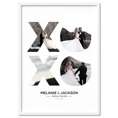 Custom Photos | XO Style Collage - Art Print, Poster, Stretched Canvas, or Framed Wall Art Print, shown in a white frame