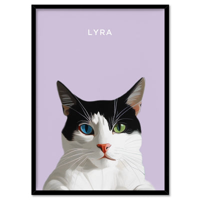 Custom Cat Portrait | Illustration - Art Print, Poster, Stretched Canvas, or Framed Wall Art Print, shown in a black frame