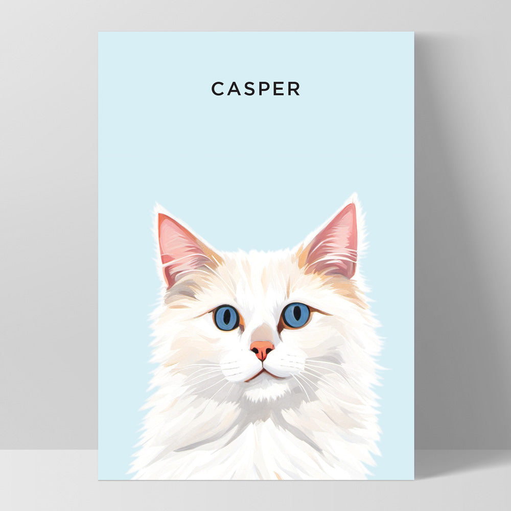 Custom Cat Portrait | Illustration - Art Print, Poster, Stretched Canvas, or Framed Wall Art Print, shown as a stretched canvas or poster without a frame