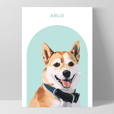 Custom Dog Portrait | Arch Illustration - Art Print, Poster, Stretched Canvas, or Framed Wall Art Print, shown as a stretched canvas or poster without a frame
