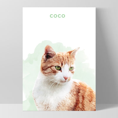 Custom Cat Portrait | Arch Illustration - Art Print, Poster, Stretched Canvas, or Framed Wall Art Print, shown as a stretched canvas or poster without a frame