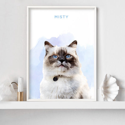 Custom Cat Portrait | Arch Illustration - Art Print, Poster, Stretched Canvas or Framed Wall Art Prints, shown framed in a room