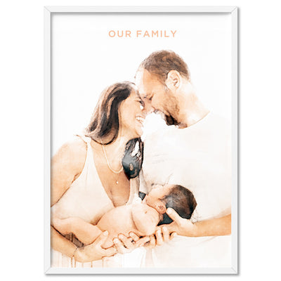 Custom Family Portrait | Watercolour - Art Print, Poster, Stretched Canvas, or Framed Wall Art Print, shown in a white frame