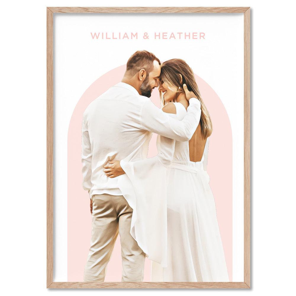 Custom Family Portrait | Painting Arch - Art Print, Poster, Stretched Canvas, or Framed Wall Art Print, shown in a natural timber frame