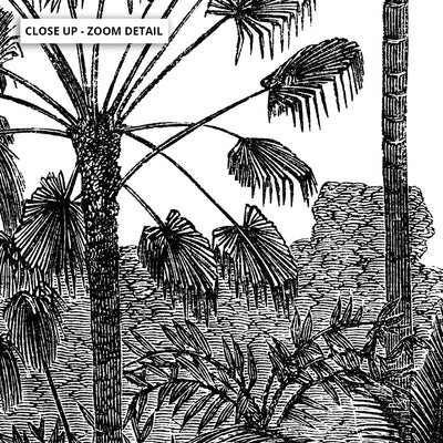 Rainforest Vintage Botanical Illustration II - Art Print, Poster, Stretched Canvas or Framed Wall Art, Close up View of Print Resolution