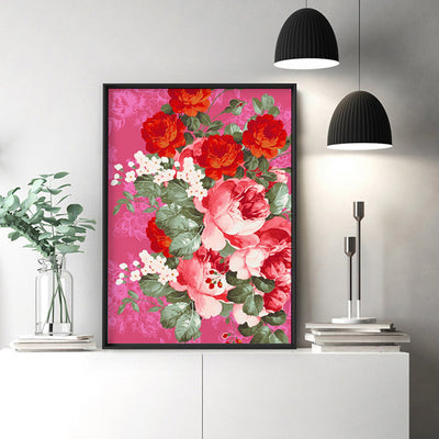 Watercolour Floral Mexicana - Art Print, Poster, Stretched Canvas or Framed Wall Art, shown framed in a room