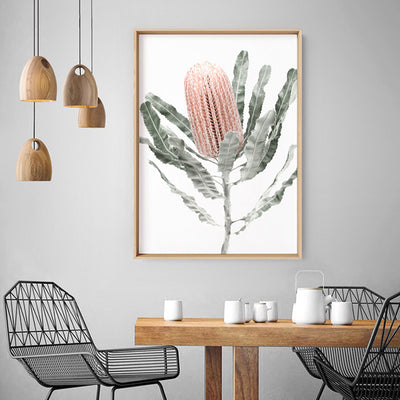Banksia Pastels II - Art Print, Poster, Stretched Canvas or Framed Wall Art, shown framed in a room