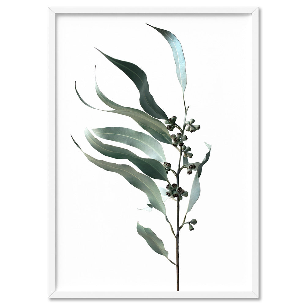 Dried Eucalyptus Leaves I - Art Print, Poster, Stretched Canvas, or Framed Wall Art Print, shown in a white frame