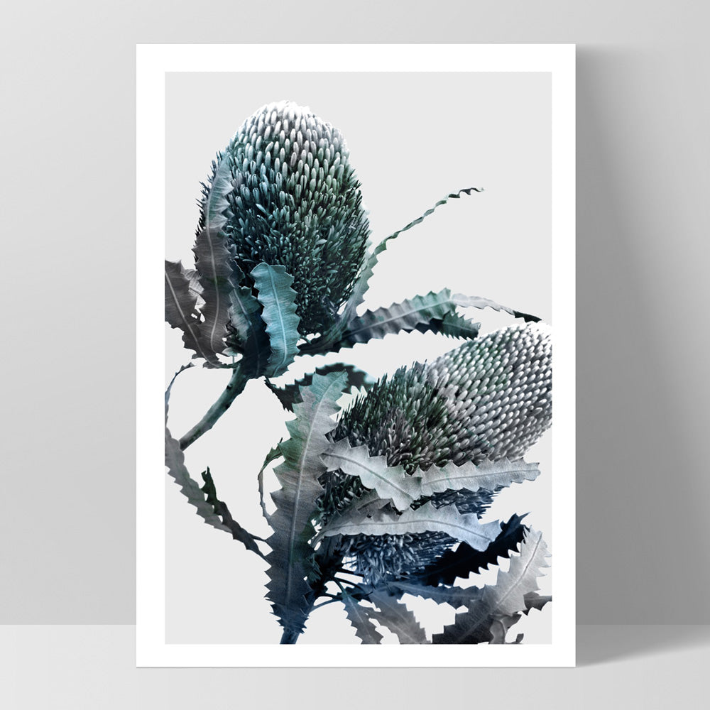 Banksia Blues Abstract I - Art Print, Poster, Stretched Canvas, or Framed Wall Art Print, shown as a stretched canvas or poster without a frame