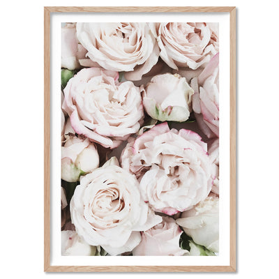 Light Roses | Sea of Flowers - Art Print, Poster, Stretched Canvas, or Framed Wall Art Print, shown in a natural timber frame