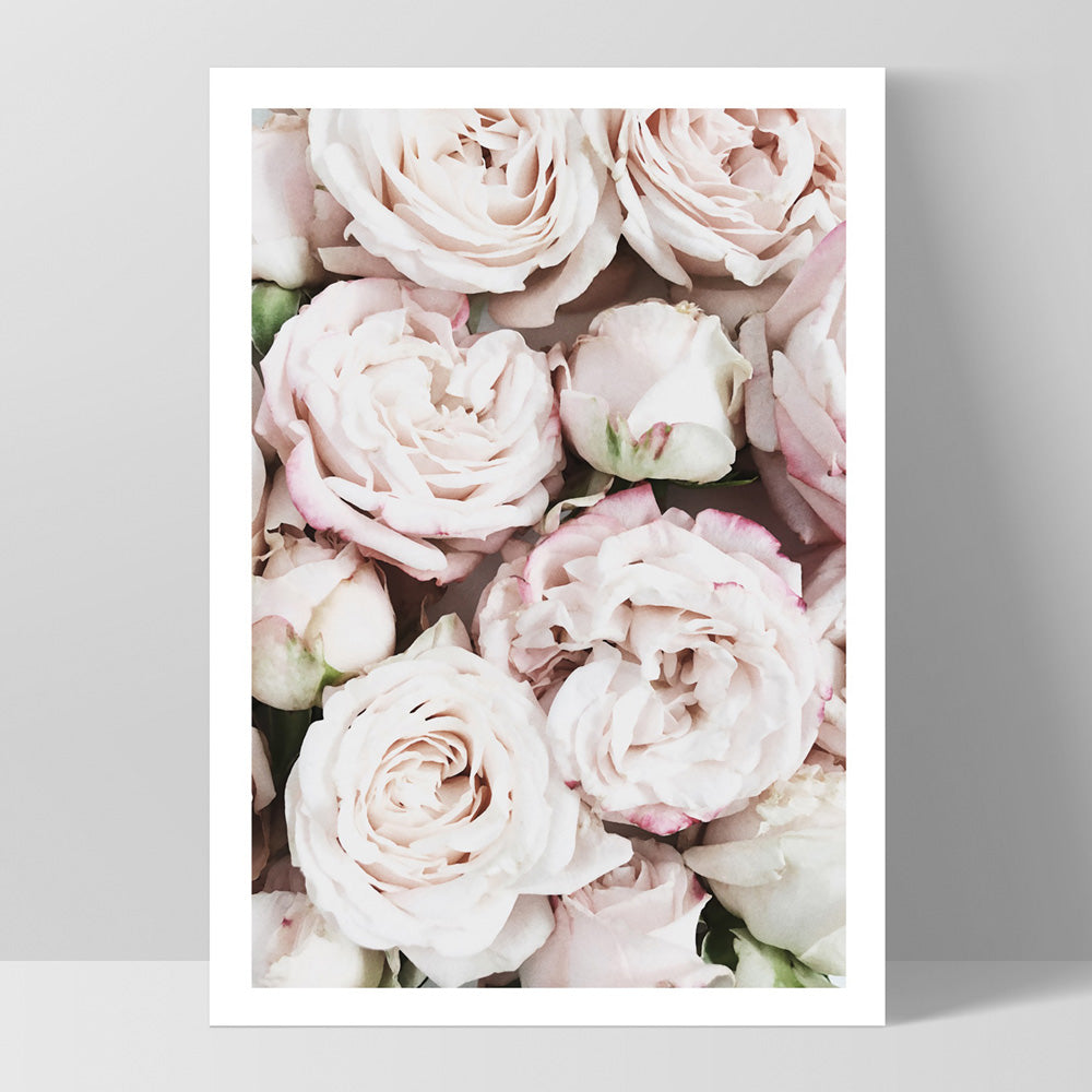 Light Roses | Sea of Flowers - Art Print, Poster, Stretched Canvas, or Framed Wall Art Print, shown as a stretched canvas or poster without a frame