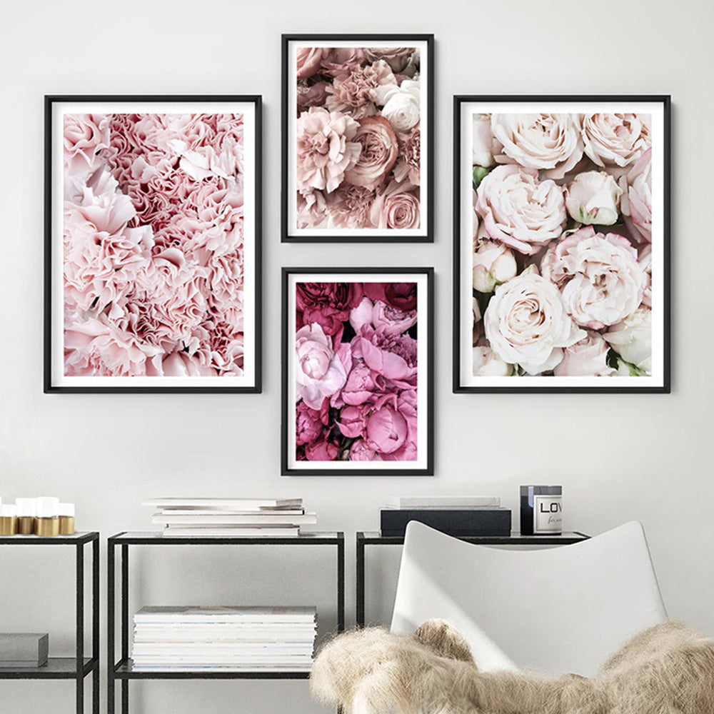 Light Roses | Sea of Flowers - Art Print, Poster, Stretched Canvas or Framed Wall Art, shown framed in a home interior space