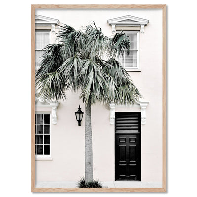 Palm Villa Doorway | Eggshell - Art Print, Poster, Stretched Canvas, or Framed Wall Art Print, shown in a natural timber frame