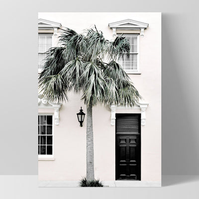 Palm Villa Doorway | Eggshell - Art Print, Poster, Stretched Canvas, or Framed Wall Art Print, shown as a stretched canvas or poster without a frame