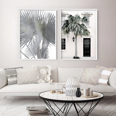 Palm Villa Doorway | Eggshell - Art Print, Poster, Stretched Canvas or Framed Wall Art, shown framed in a home interior space