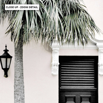 Palm Villa Doorway | Eggshell - Art Print, Poster, Stretched Canvas or Framed Wall Art, Close up View of Print Resolution