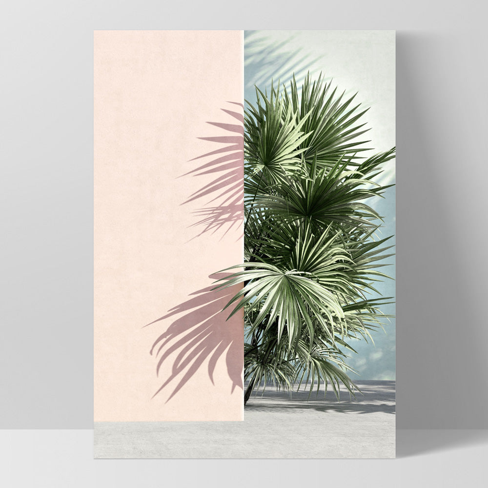 Hidden Palm Shadows - Art Print, Poster, Stretched Canvas, or Framed Wall Art Print, shown as a stretched canvas or poster without a frame