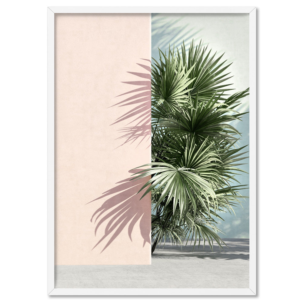 Hidden Palm Shadows - Art Print, Poster, Stretched Canvas, or Framed Wall Art Print, shown in a white frame