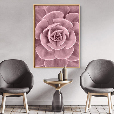 Blush Succulent III - Art Print, Poster, Stretched Canvas or Framed Wall Art, shown framed in a room