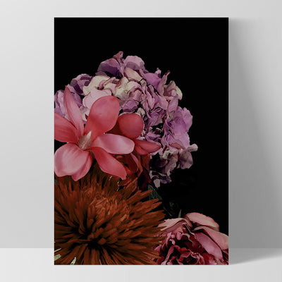 Dark Floral II - Art Print, Poster, Stretched Canvas, or Framed Wall Art Print, shown as a stretched canvas or poster without a frame