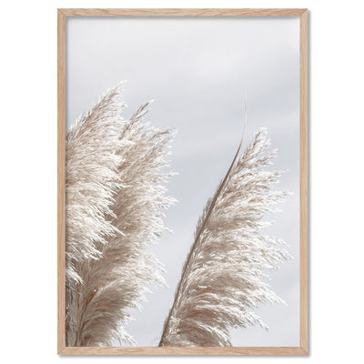 Pampas Grass II in Pastels - Art Print, Poster, Stretched Canvas, or Framed Wall Art Print, shown in a natural timber frame