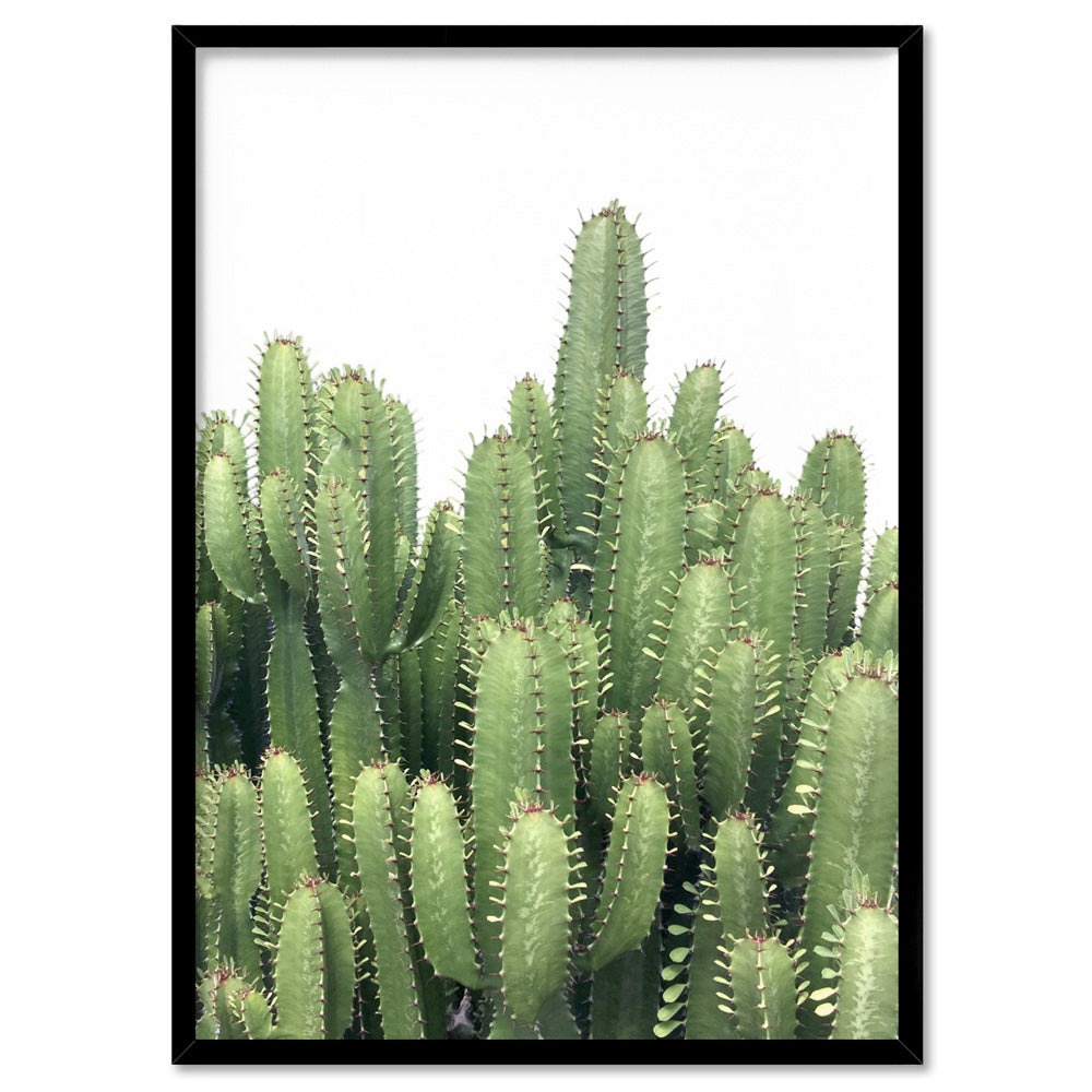 Cactus Towers / African Milk Tree - Art Print, Poster, Stretched Canvas, or Framed Wall Art Print, shown in a black frame