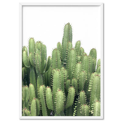 Cactus Towers / African Milk Tree - Art Print, Poster, Stretched Canvas, or Framed Wall Art Print, shown in a white frame