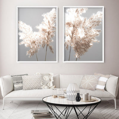 Pampas Grass Ethereal Light I - Art Print, Poster, Stretched Canvas or Framed Wall Art, shown framed in a home interior space