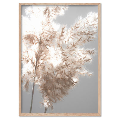 Pampas Grass Ethereal Light II - Art Print, Poster, Stretched Canvas, or Framed Wall Art Print, shown in a natural timber frame