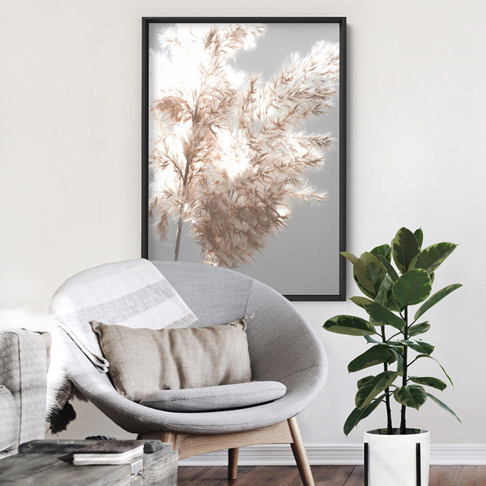 Pampas Grass Ethereal Light II - Art Print, Poster, Stretched Canvas or Framed Wall Art, shown framed in a room