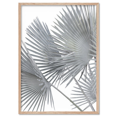 Fan Palm Fronds in Pastel I - Art Print, Poster, Stretched Canvas, or Framed Wall Art Print, shown in a natural timber frame