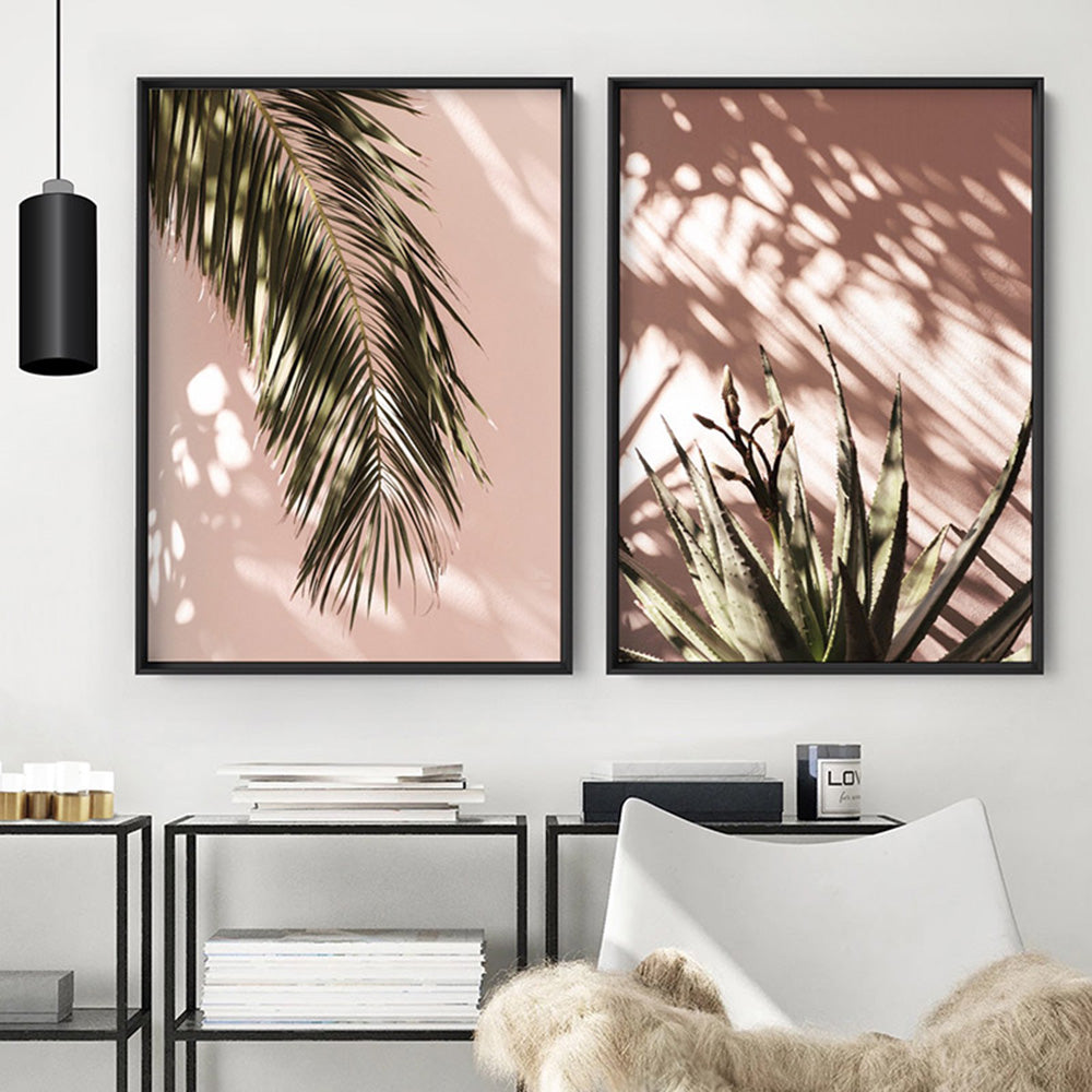 Desert Palm Frond in Afternoon Light - Art Print, Poster, Stretched Canvas or Framed Wall Art, shown framed in a home interior space