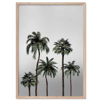 Miami Palms in Monotones - Art Print, Poster, Stretched Canvas, or Framed Wall Art Print, shown in a natural timber frame