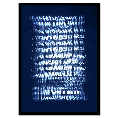 Shibori Indigo Tie Dye IV - Art Print, Poster, Stretched Canvas, or Framed Wall Art Print, shown in a black frame