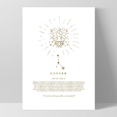 Cancer Star Sign | Celestial Boho (faux look foil) - Art Print, Poster, Stretched Canvas, or Framed Wall Art Print, shown as a stretched canvas or poster without a frame
