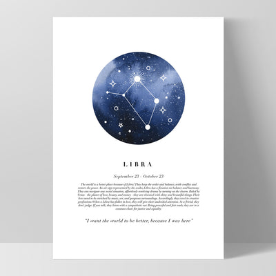 Libra Star Sign | Watercolour Circle - Art Print, Poster, Stretched Canvas, or Framed Wall Art Print, shown as a stretched canvas or poster without a frame