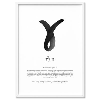 Aries Star Sign | Watercolour Symbol - Art Print, Poster, Stretched Canvas, or Framed Wall Art Print, shown in a white frame