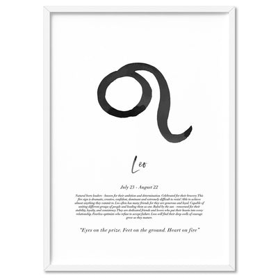 Leo Star Sign | Watercolour Symbol - Art Print, Poster, Stretched Canvas, or Framed Wall Art Print, shown in a white frame