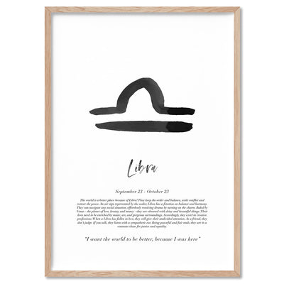 Libra Star Sign | Watercolour Symbol - Art Print, Poster, Stretched Canvas, or Framed Wall Art Print, shown in a natural timber frame