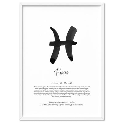 Pisces Star Sign | Watercolour Symbol - Art Print, Poster, Stretched Canvas, or Framed Wall Art Print, shown in a white frame