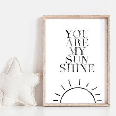 You Are My Sunshine  - Art Print, Poster, Stretched Canvas or Framed Wall Art, shown framed in a room