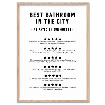 Best Bathroom in The City - Art Print, Poster, Stretched Canvas, or Framed Wall Art Print, shown in a natural timber frame