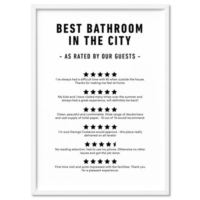 Best Bathroom in The City - Art Print, Poster, Stretched Canvas, or Framed Wall Art Print, shown in a white frame