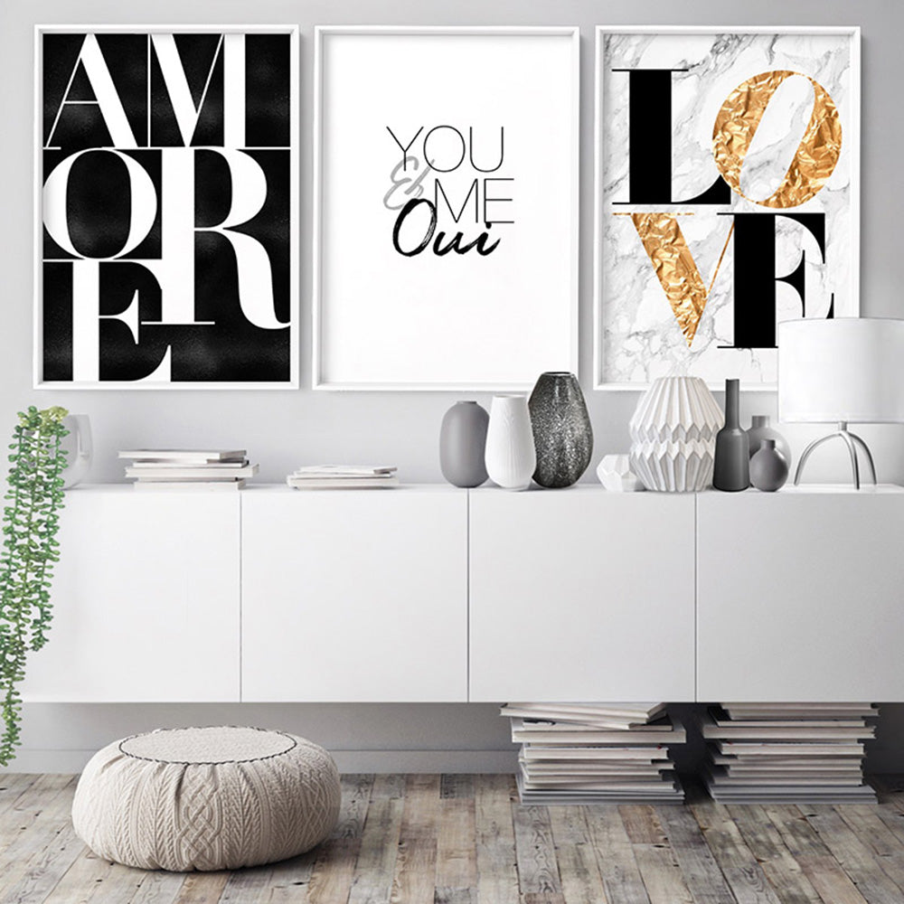 You & Me Oui - Art Print, Poster, Stretched Canvas or Framed Wall Art, shown framed in a home interior space