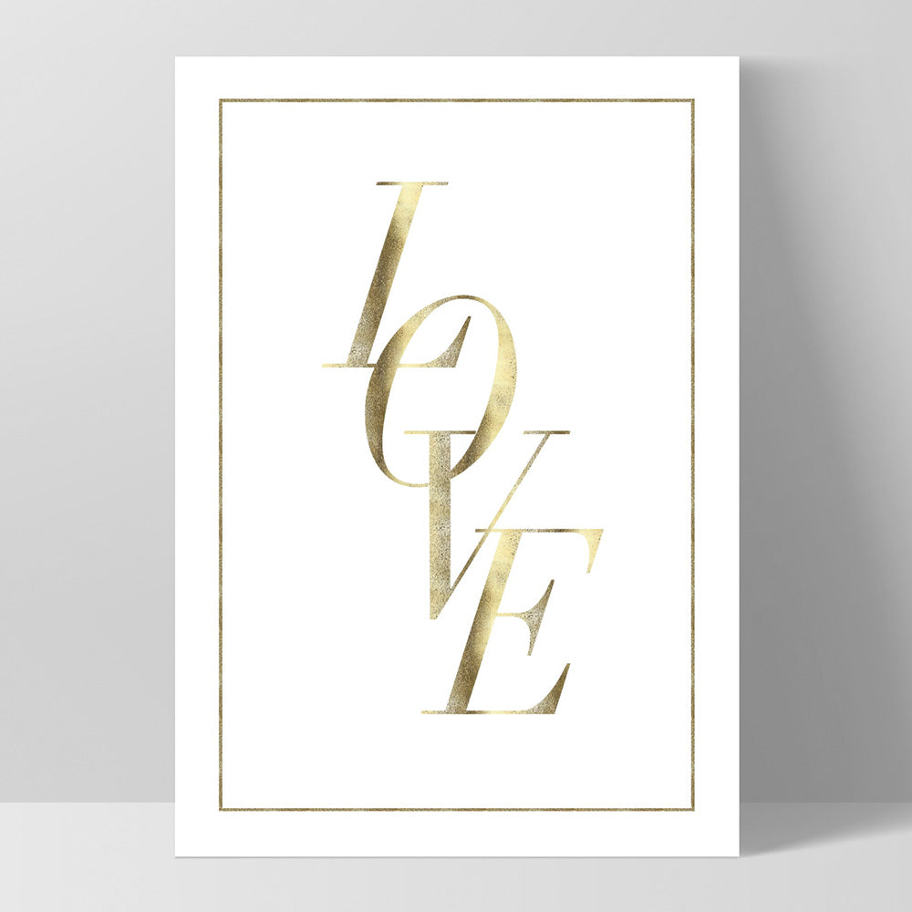 Love is Gold (faux look foil) - Art Print, Poster, Stretched Canvas, or Framed Wall Art Print, shown as a stretched canvas or poster without a frame