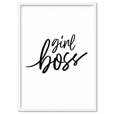 Girl Boss Type - Art Print, Poster, Stretched Canvas, or Framed Wall Art Print, shown in a white frame